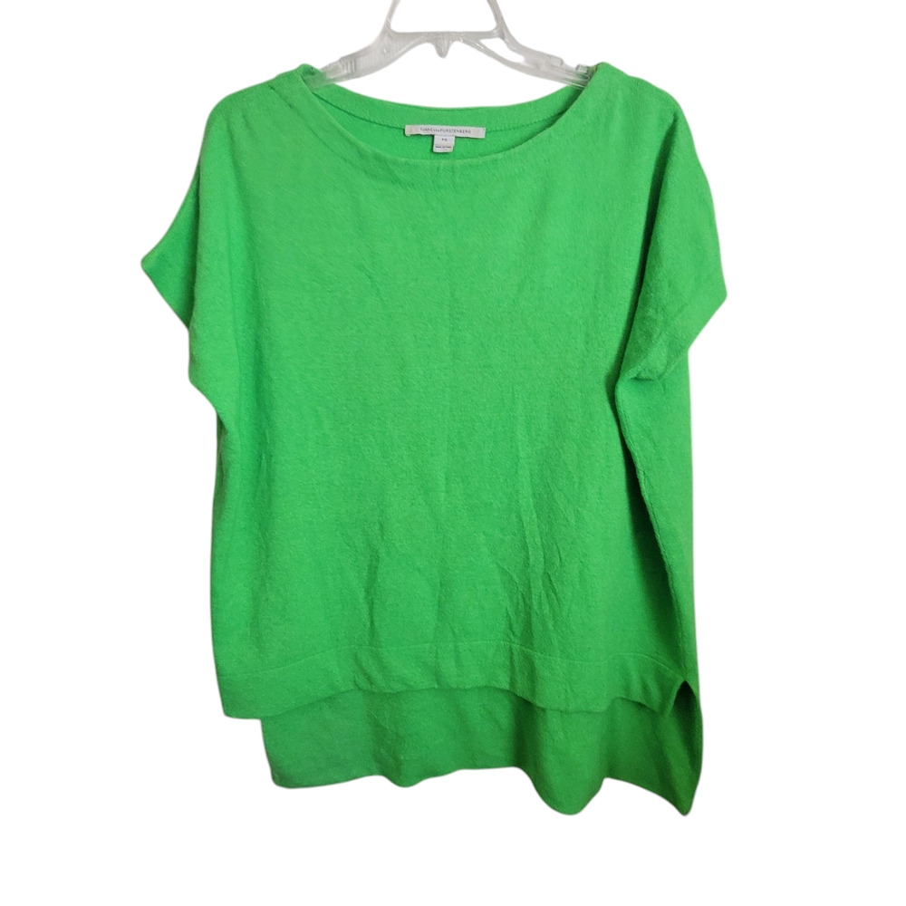 Diane von Furstenberg Brianna Top Womens P/S Green Cashmere Angora High Low Knit